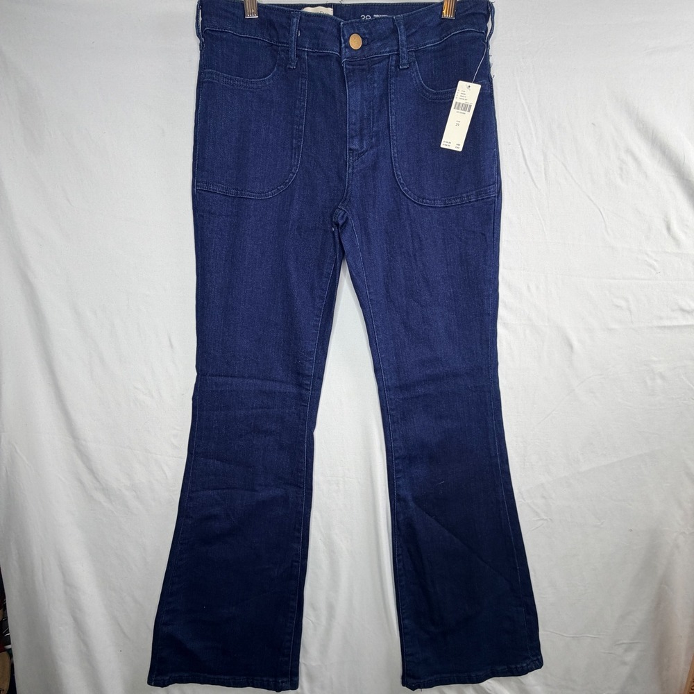 Pilcro Low Rise Icon Flare Jeans 29 Blue Indigo Denim Patch Pocket NWT